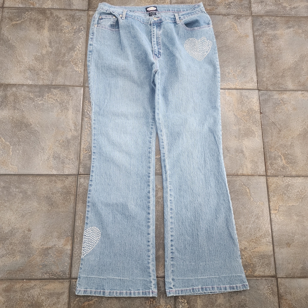 Vintage Y2K Zoey Beth Women's 15/16 35x32 Baggy Bootcut Bedazzled Denim Jeans